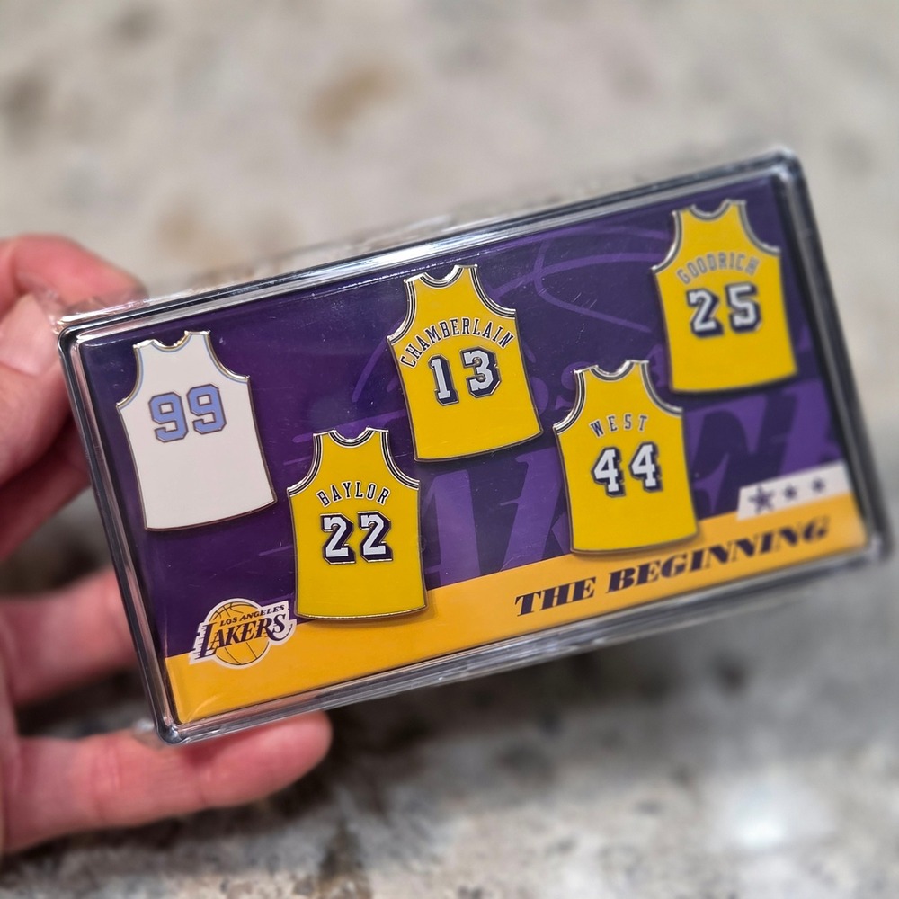 Los Angeles Lakers Beginning Pin Set Mikan Baylor Chamberlain West Goodrich NEW